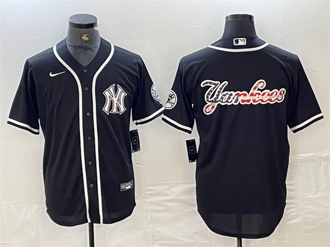 Men's New York Yankees Black Team Big Logo Cool Base Stitched Baseball Jersey Men's New York Yankees Black Team Big Logo Cool Base Stitched Baseball Jersey